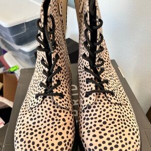 Torrid Black and Leopard Combat Boots 13 WW